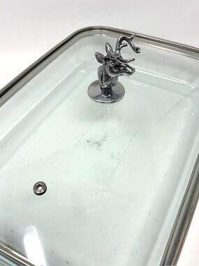 Arthur Court Deer Head LID For Pyrex 3QT Baking Dish Aluminum Glass